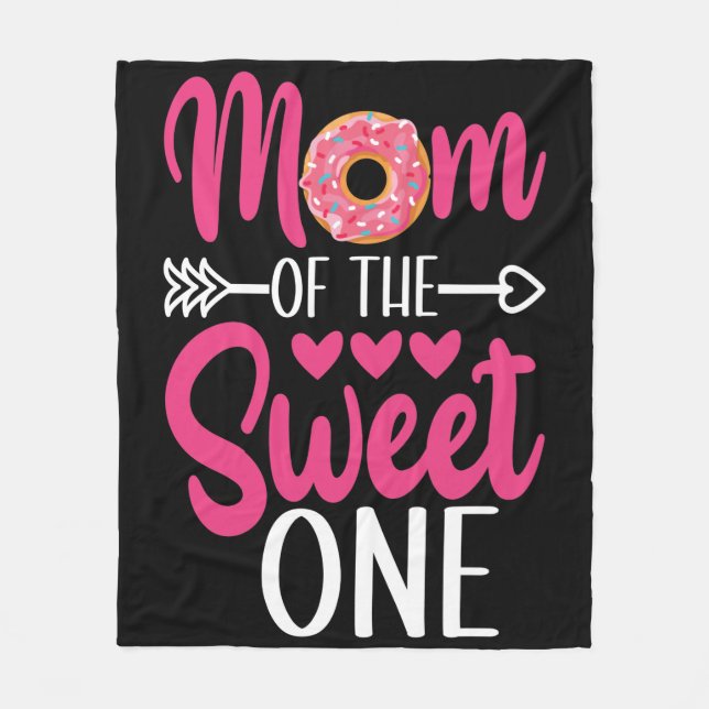 Mom of the Sweet One Sprinkled Doughnut Fleece Blanket (Front)