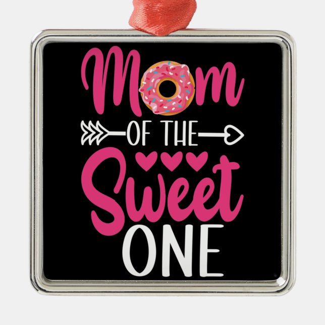 Mom of the Sweet One Sprinkled Doughnut Metal Ornament (Front)