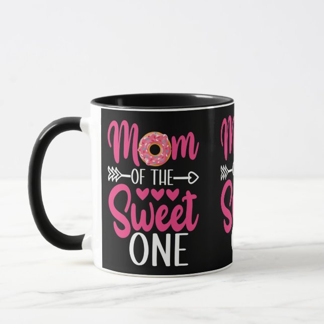 Mom of the Sweet One Sprinkled Doughnut Mug (Left)