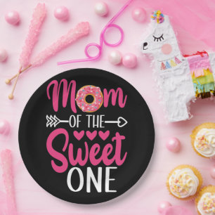Mom of the Sweet One Sprinkled Doughnut Paper Plate