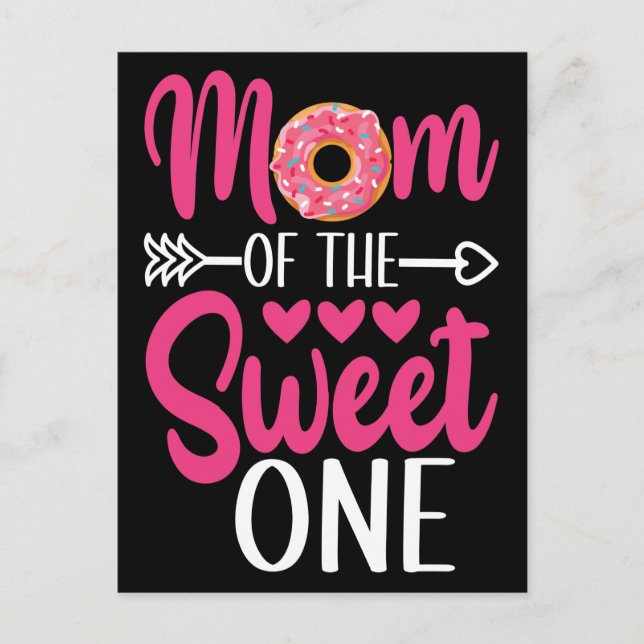 Mom of the Sweet One Sprinkled Doughnut Postcard (Front)
