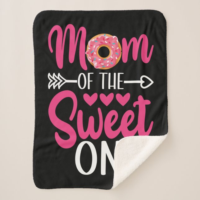 Mom of the Sweet One Sprinkled Doughnut Sherpa Blanket (Front)