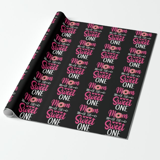 Mom of the Sweet One Sprinkled Doughnut Wrapping Paper (Unrolled)