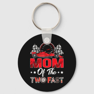 Mom Of The Two Fast 2nd Birthday Boy Racing Car Keychain