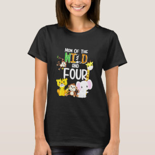 Mom Of The Wild And Four Zoo Theme Birthday Safari T-Shirt