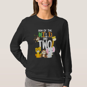 Mom Of The Wild And Two Zoo Theme Birthday Safari  T-Shirt