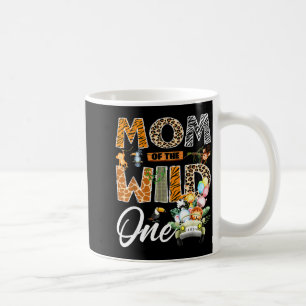 Mom of the wild one 1st birthday boy safari jungle coffee mug