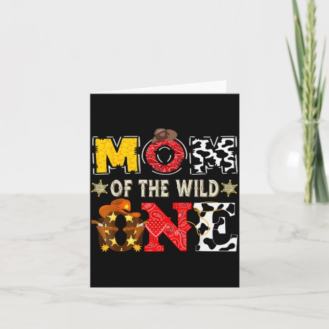 Mom Of The Wild One 1st Birthday Boy Western Cowbo Card (Front)