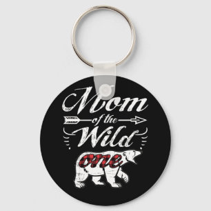 Mom Of The Wild One Bear Lumberjack 1st Birthday Keychain