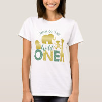 Mom of the Wild One Safari 1st Birthday Gold Green