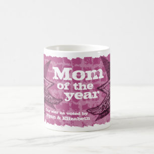 Mom of the year photo stars purple mauve mug