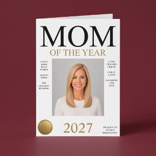 Mom Of The Year Photo (White Only) Birthday Card