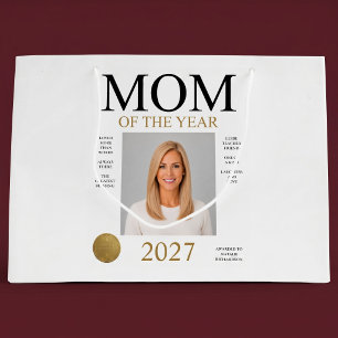 Mom Of The Year Photo (White Only) Large Gift Bag