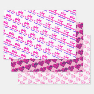 Mom of the Year Pink Hearts Mother's Day  Wrapping Paper Sheet