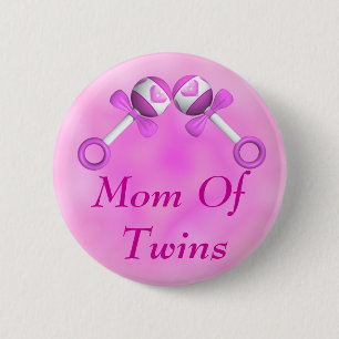Mom Of Twin Girls Button