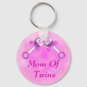 Mom Of Twin Girls Keychain