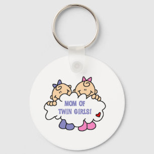 Mom of Twin Girls Keychain