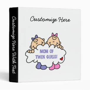 Mom of Twin Girls T-shirts and Gifts Binder