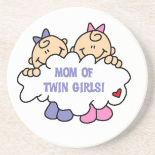 Mom of Twin Girls T-shirts and Gifts Coaster