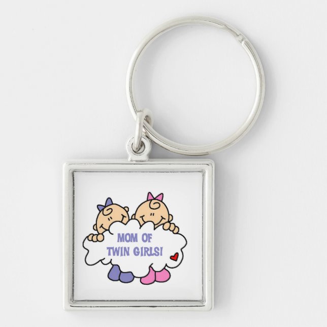 Mom of Twin Girls T-shirts and Gifts Keychain (Front)