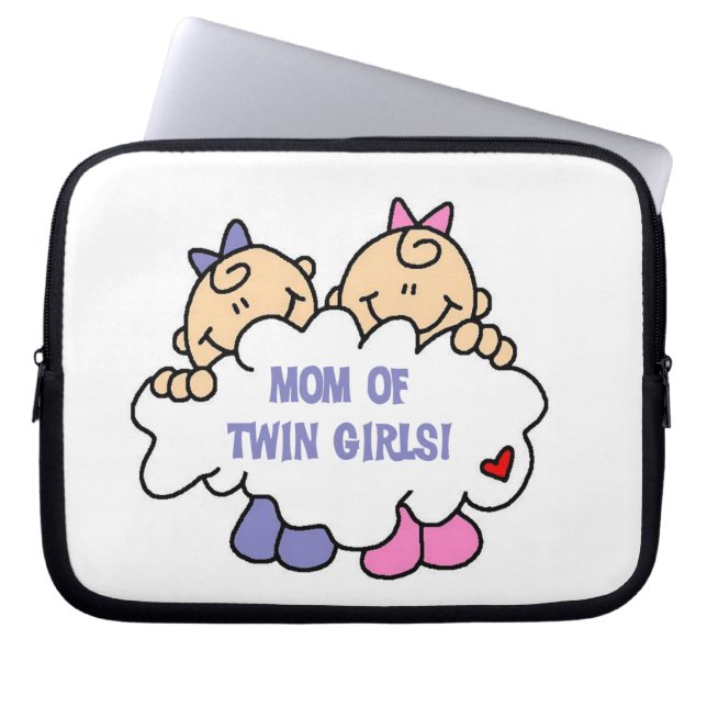 Mom of Twin Girls T-shirts and Gifts Laptop Sleeve (Front)