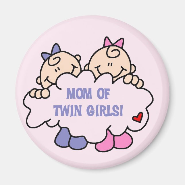 Mom of Twin Girls Tshirts and Gifts Magnet (Front)
