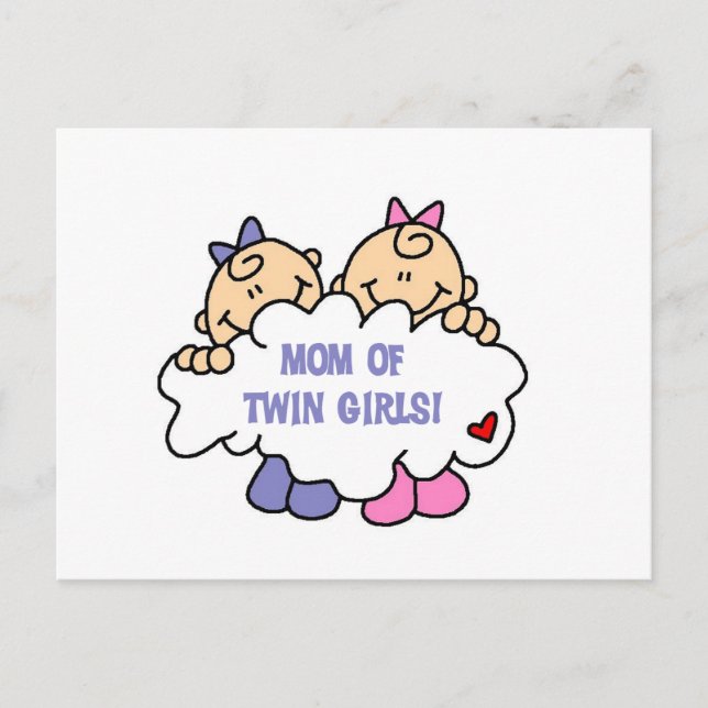 Mom of Twin Girls Tshirts and Gifts Postcard (Front)