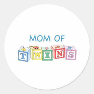 Mom of Twins Blocks Classic Round Sticker