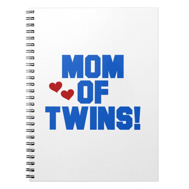 Mom of Twins Blue Text Gifts Notebook (Front)