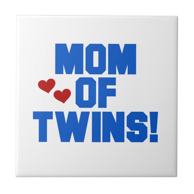 Mom of Twins Blue Text Gifts Tile (Front)