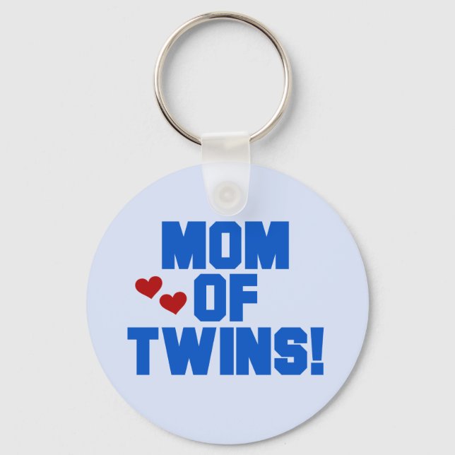 Mom of Twins-Blue Text Tshirts and Gifts Keychain (Front)