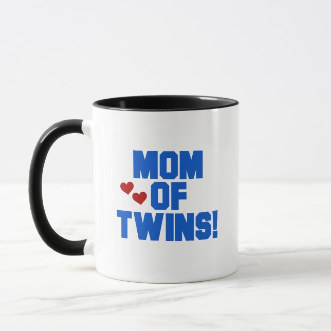 Mom of Twins-Blue Text Tshirts and Gifts Mug (Left)