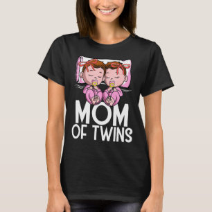 Mom Of Twins Girls Announcement of Two Twin Daught T-Shirt