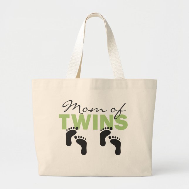Mom of Twins Large Tote Bag (Front)