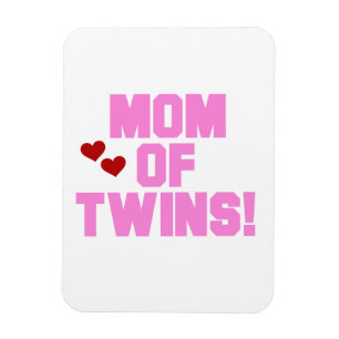 Mom of Twins Pink Text Gifts Magnet