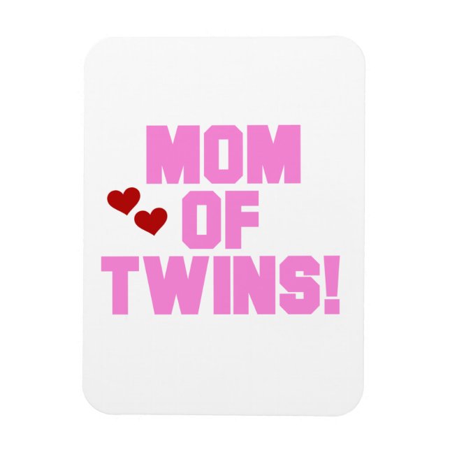 Mom of Twins Pink Text Gifts Magnet (Vertical)