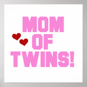 Mom of Twins Pink Text Gifts Poster