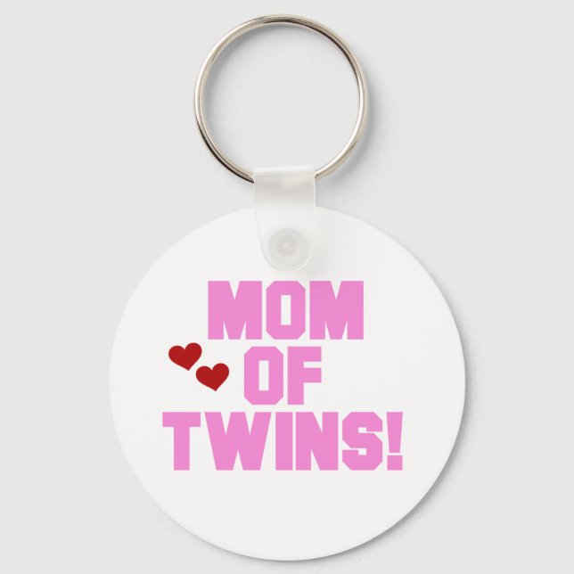 Mom of Twins-Pink Text Tshirts and Gifts Keychain (Front)
