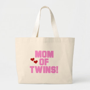 Mom of Twins-Pink Text Tshirts and Gifts Large Tote Bag