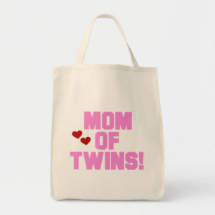 Mom of Twins-Pink Text Tshirts and Gifts Tote Bag