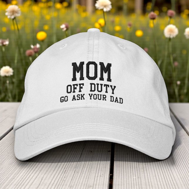 Mom Off Duty Simple Modern Typography Custom Embroidered Hat (Creator Uploaded)