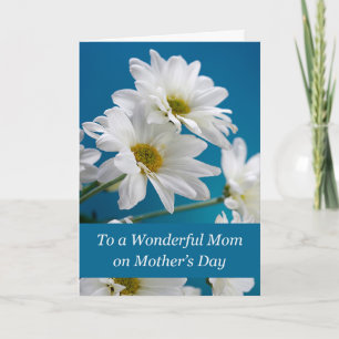 Mom on Mothers Day with White Daisies on Blue Sky Card