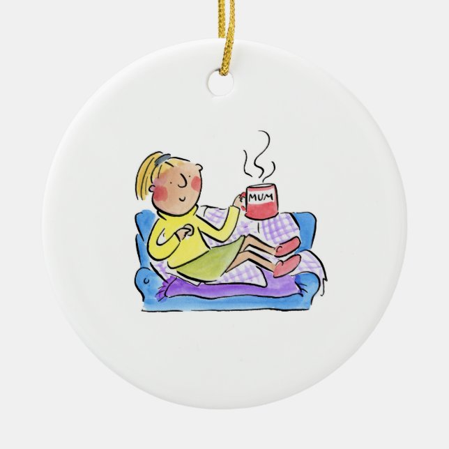 Mom on the sofa ceramic ornament (Front)