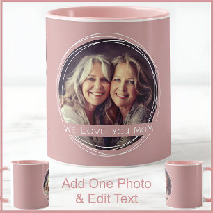 Mom One Photo & Text Dusty Rose Pink C91 Two Tone Mug