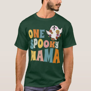 Mom One Spooky Mama Groovy Halloween Costume T-Shirt
