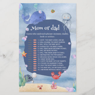 Mom or Dad Game Sea You Soon ocean creature 