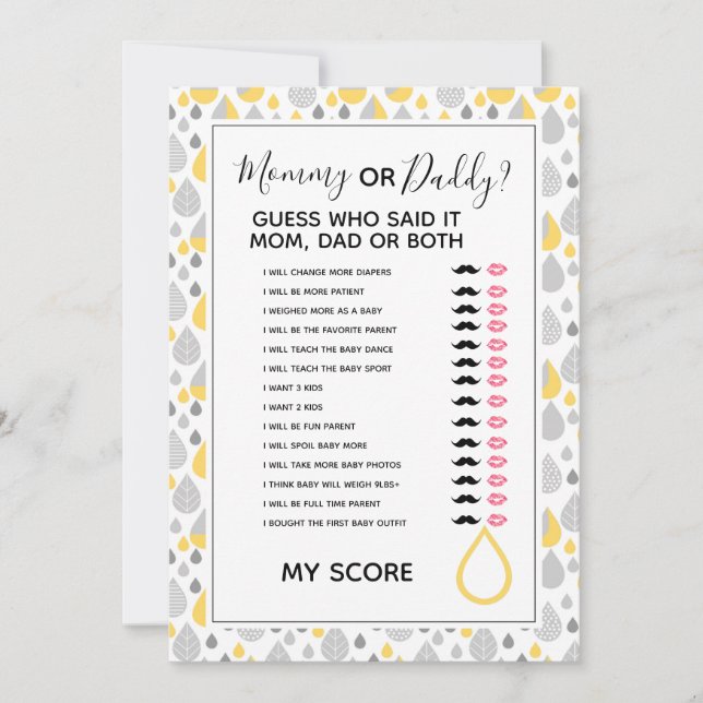 mom or dad know bridal baby shower game invitation (Front)