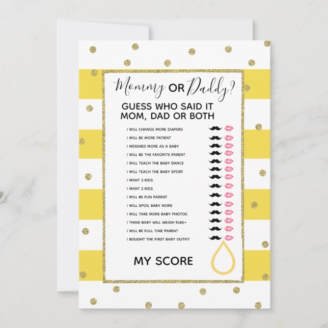 mom or dad know bridal baby shower game invitation (Front)