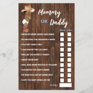 Mom or Dad Said AA Cowboy Baby Shower Game Card