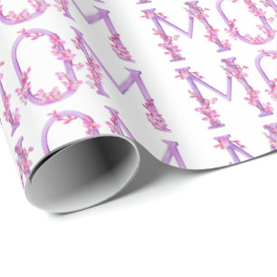 Mom orchid watercolor art celebration wrap wrapping paper